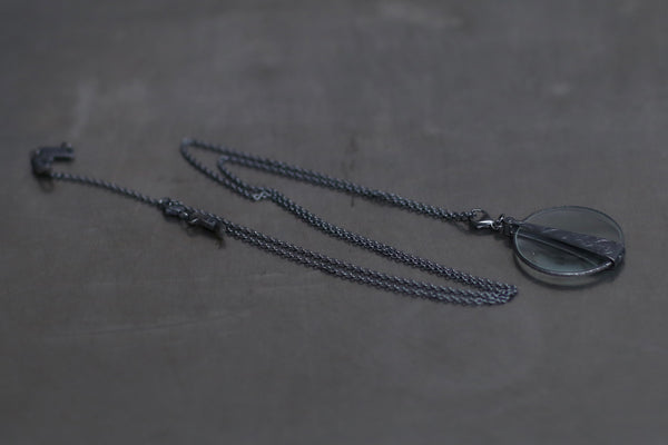 Rigards sterling silver magnifying glass black chain AT011AG